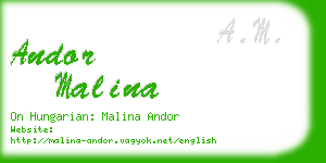 andor malina business card